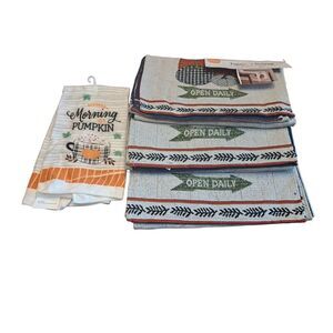 Autumn Table Runner Lot of 3 Printed 13x68 Inc Fall Pumpkins 1 Autumn Hand towel